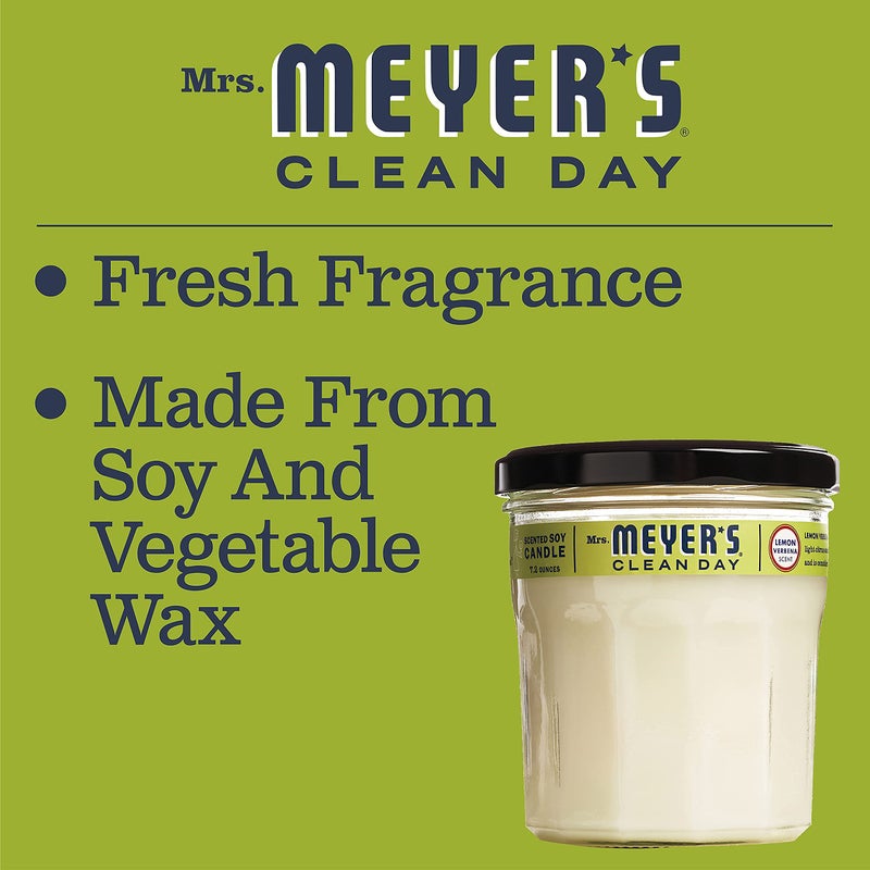 Mrs. Meyer's Clean Day Scented Soy Candle, Lemon Verbena Scent, 7.2 ounce candle (Pack of 2) - Image 4
